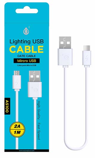 AS100 BL Cable de Datos ONE de Micro USB 2A 1M, Blanco