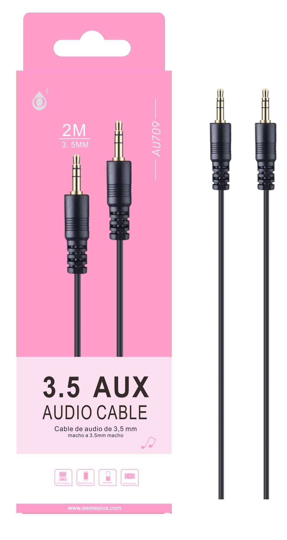 AU709 BL Cable de JACK Jinx M/M 3,5mm, 2M Negro