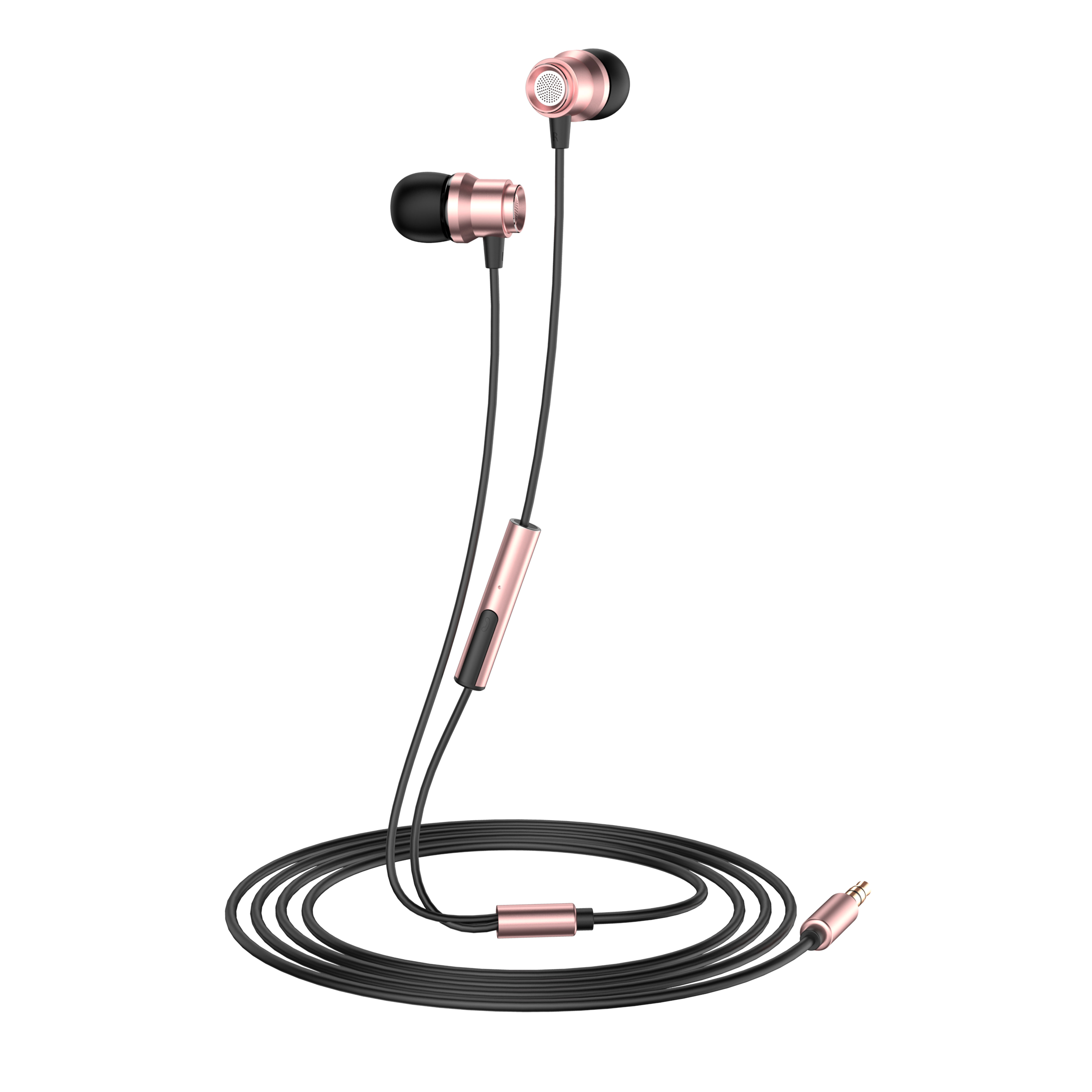 Auricular Metalizado con Cable y Microfono E72P Rosa
