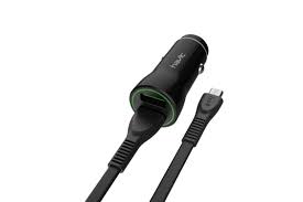 Cargador De Mechero DualUSB Quickcharge 3.0 2.4A Con Cable MicroUSB HV-ST846 Negro