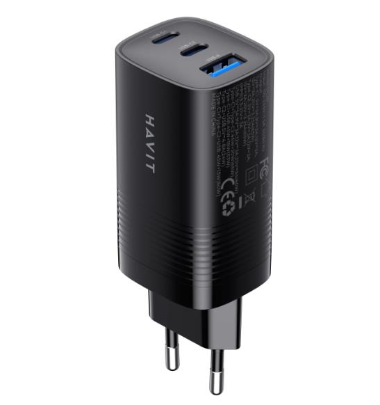 Cargador GaN USB C PD65W Cargador Tipo C Carga Rapida 3 Puertos UC20