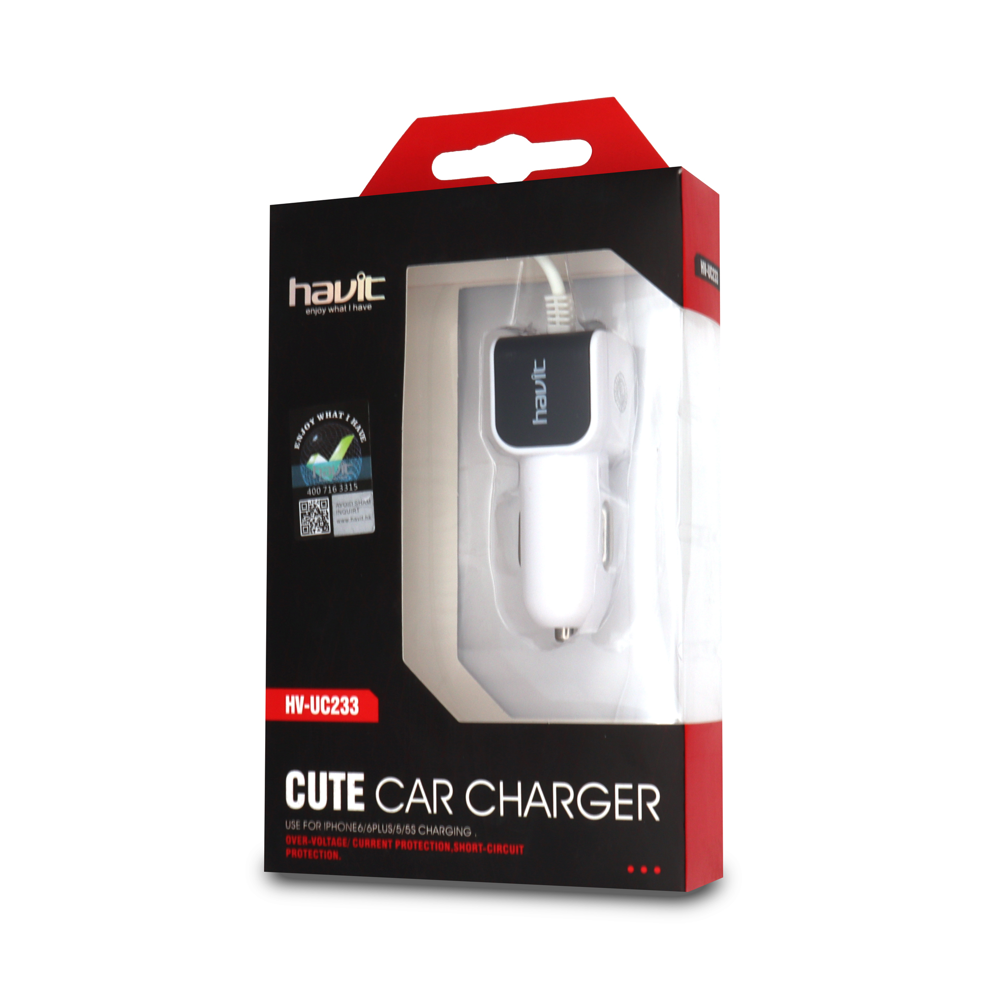 Cargador mechero para iPhone 5/6 1A HV-UC233
