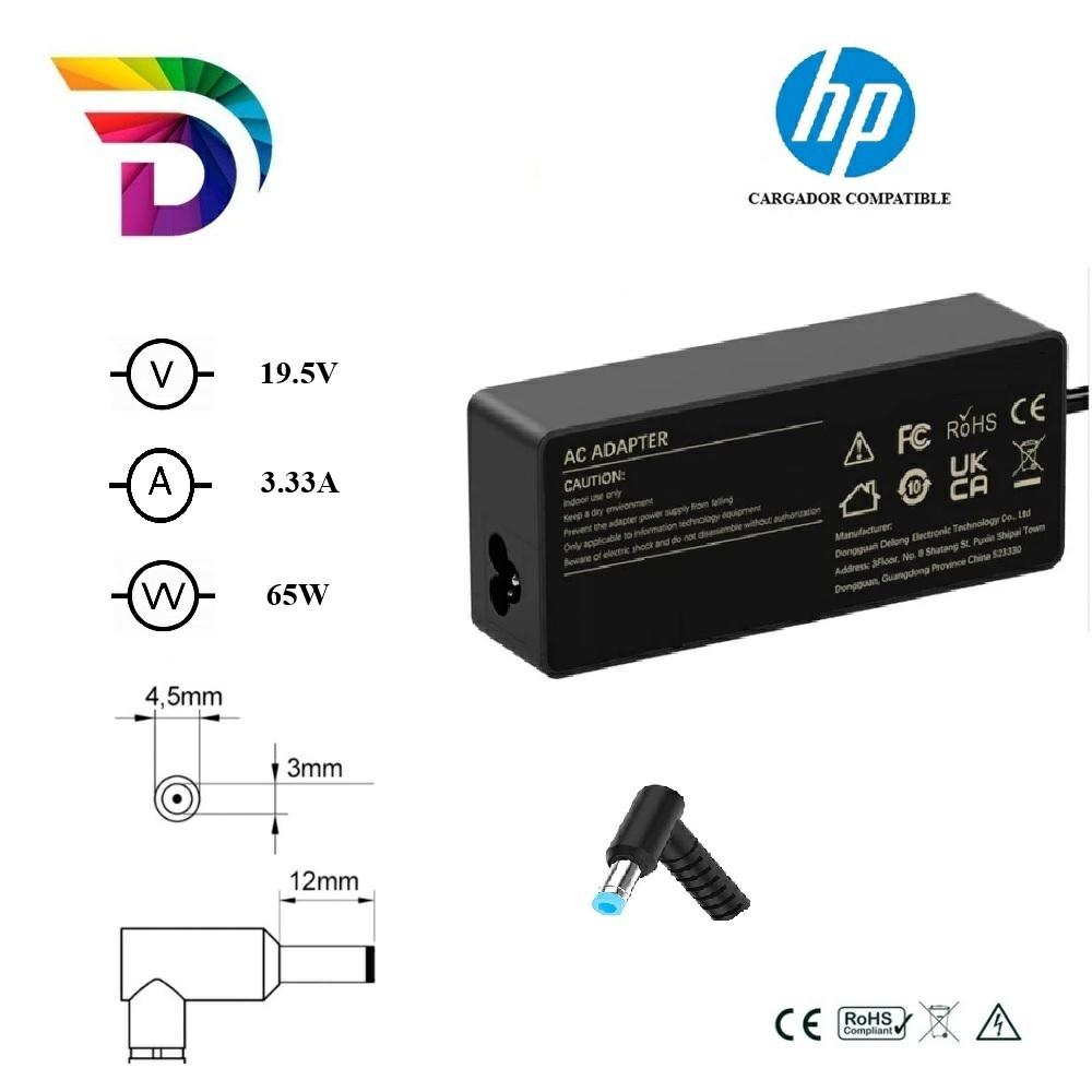 Cargador portátil HP 65W 19.5V 3.33A 4.5*3.0 mm Dayma