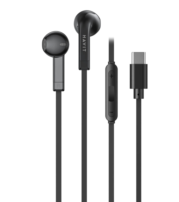 E336C NE Auriculares con Clavija TIPO C 1.2M con microfono y boton de volumen (Válido en Apple y Samsung)