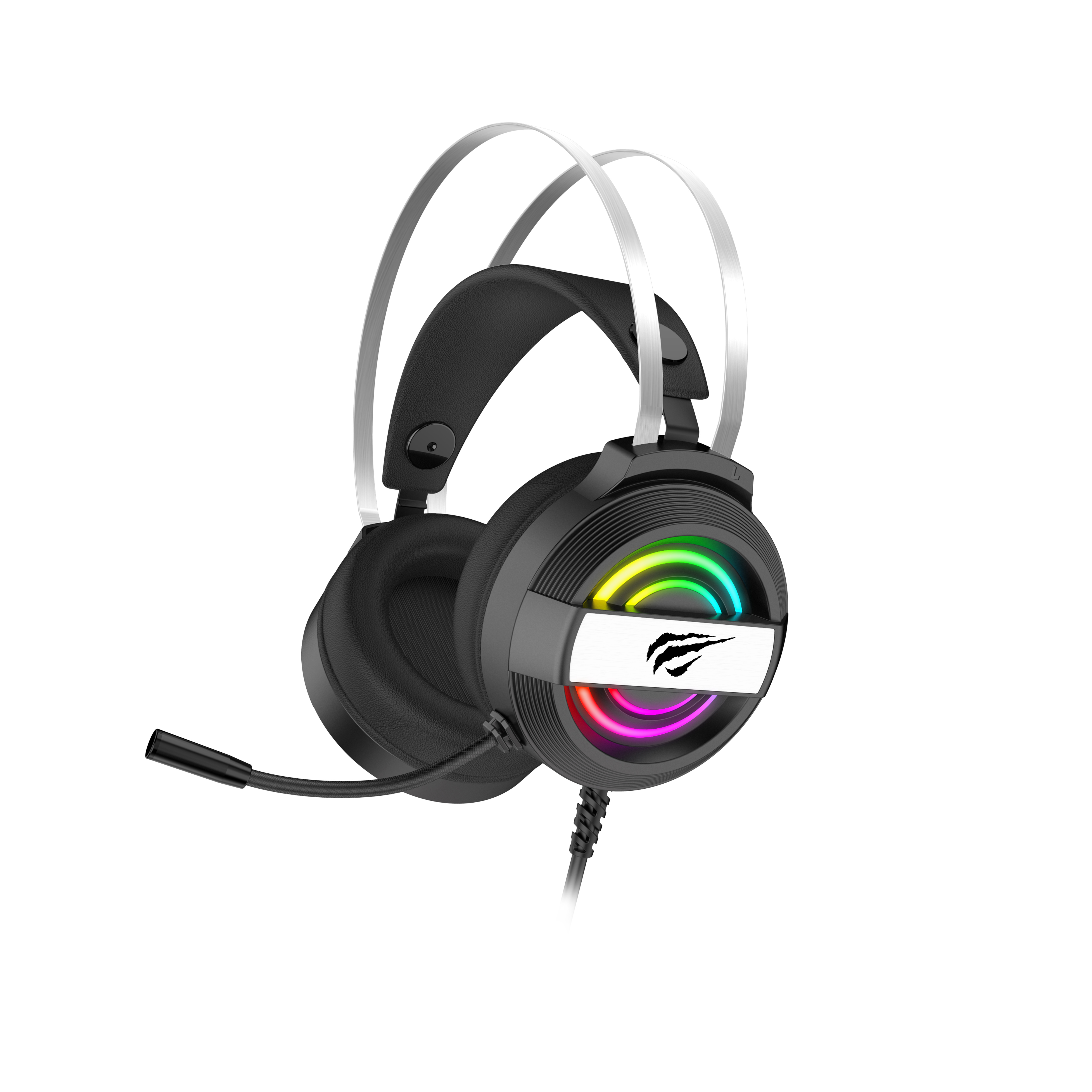 H2026D  Cascos Gaming con luz círculo RGB almohadilla redonda + MIC