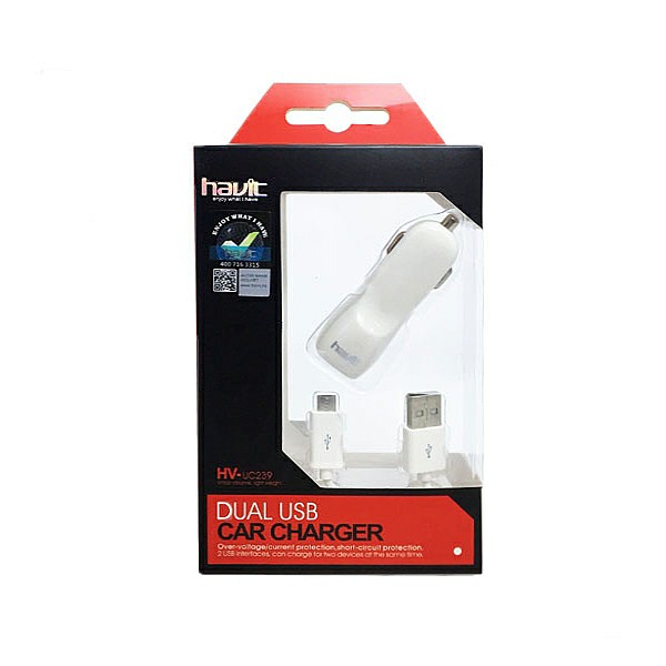 HV-UC239 Cargador Mechero Micro USB Dual USB 3A