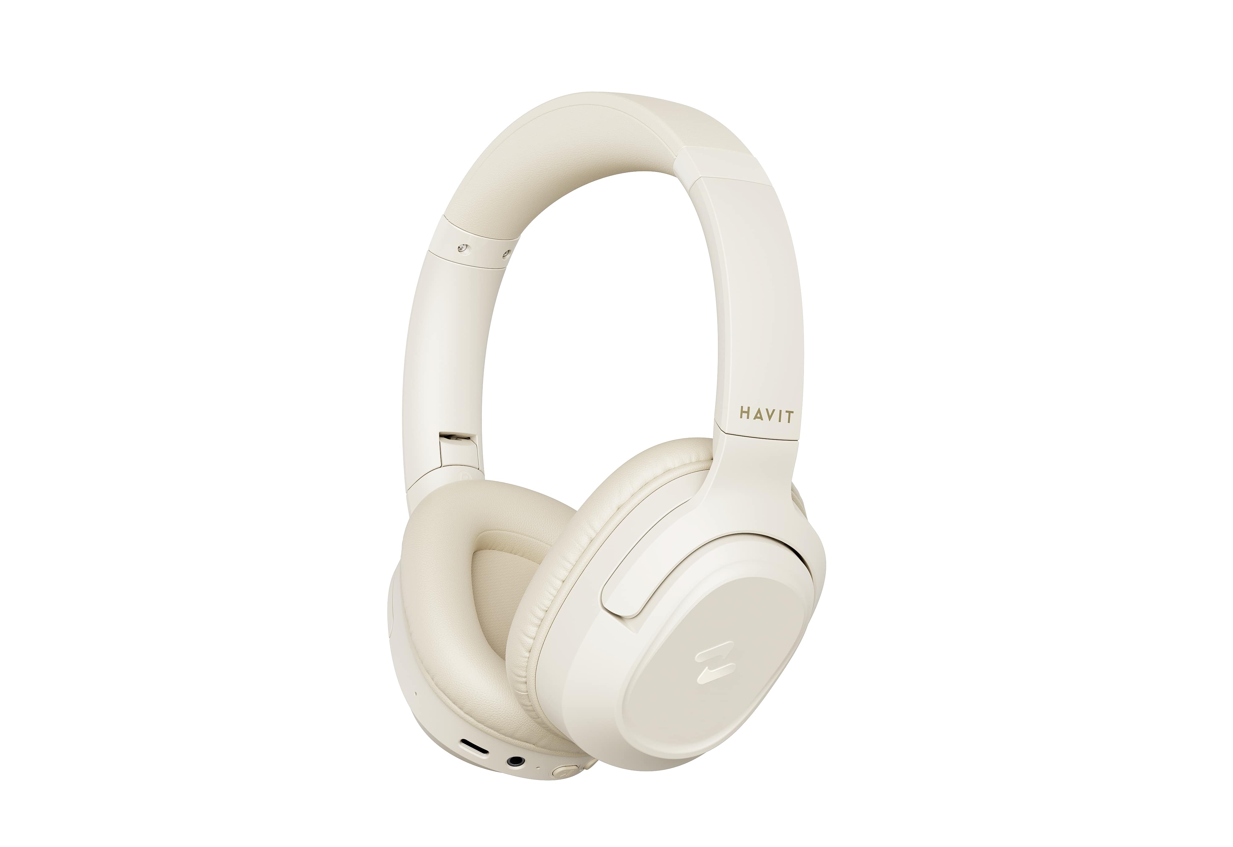 Havit H612BT PRO BEI Cascos Inalámbricos Bluetooth V5.4 con ANC sonido HD Control mediante app HAVIT NC02H