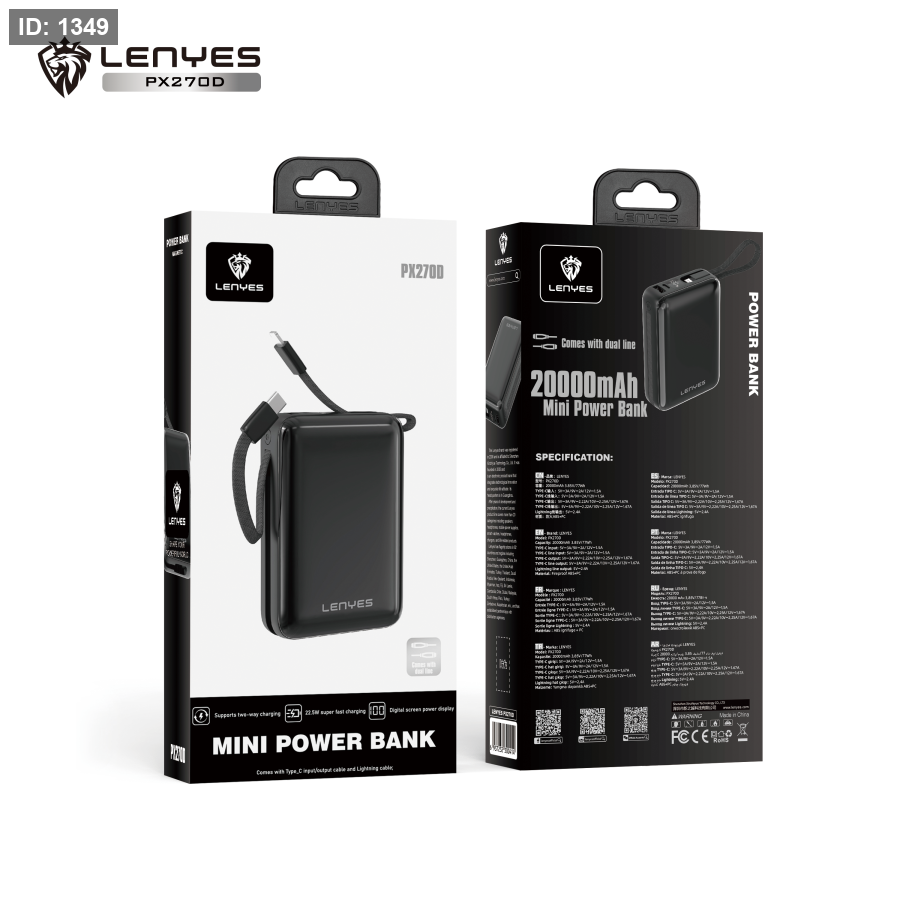 PX270D PowerBank de 20000mah Con Carga Rápida 3.85V/77WH