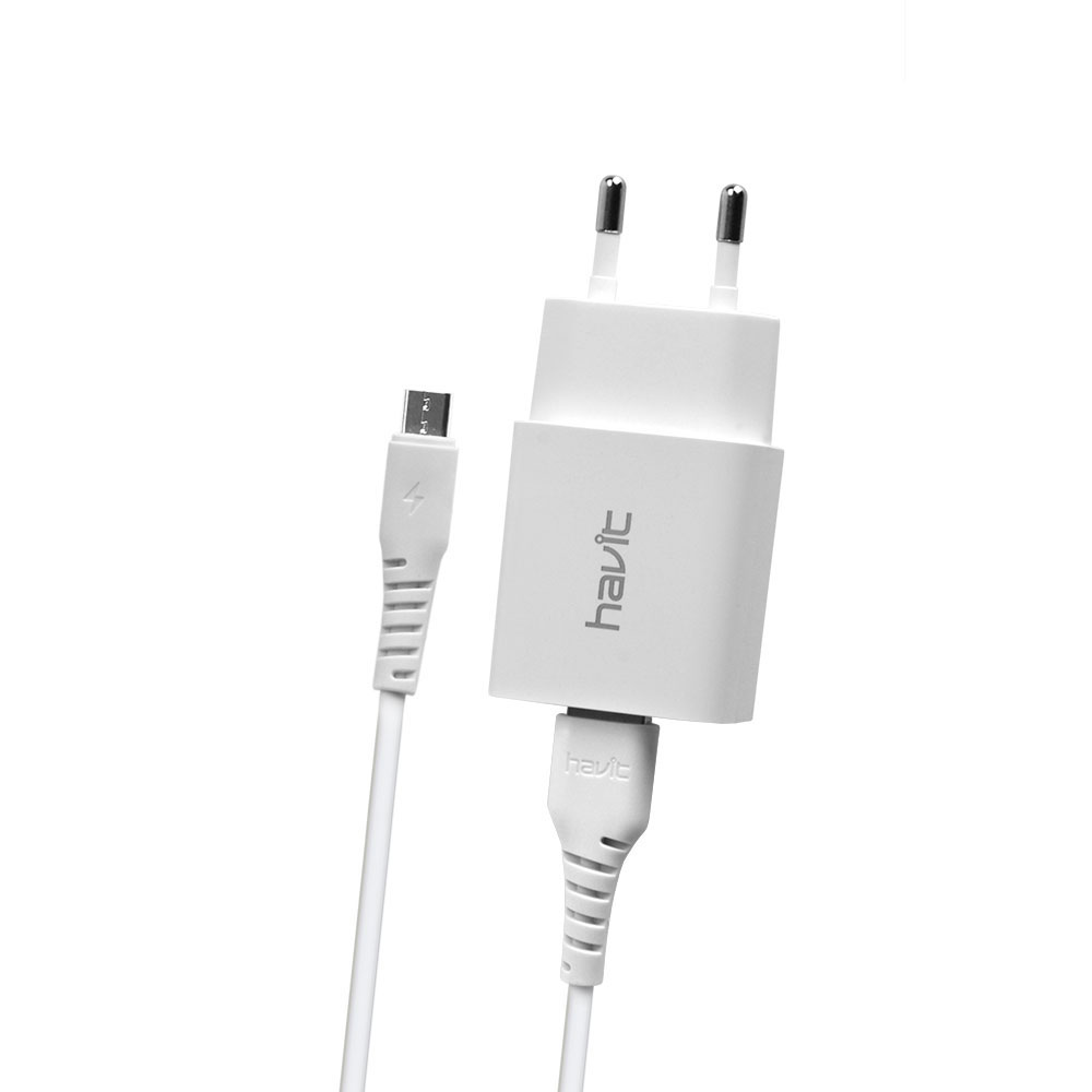ST900 Blanco Cargador de Red Dual USB 2.1A con Cable MICRO USB 1.0M