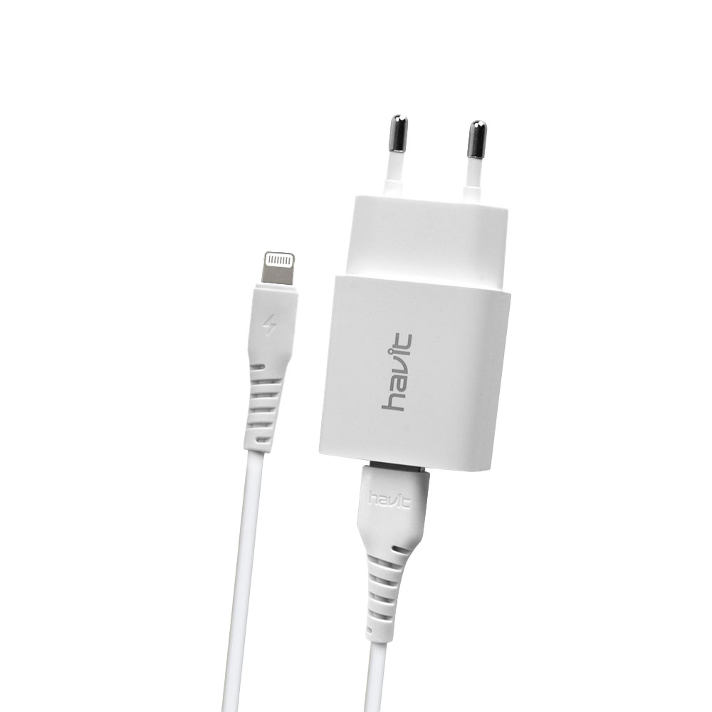 ST901 Cargador de Red Dual USB 2.1A con Cable Ligthning 1.0M Blanco